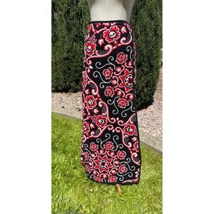 Vtg 60s 70s Blanket Tapestry reversible skirt Boho small red black amazing